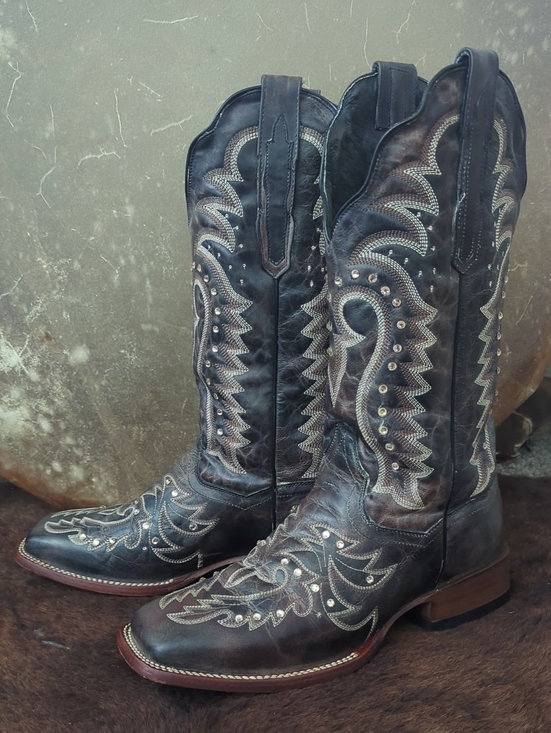 Dan Post Shoes - DAN POST DP3770 Espresso Brown leather cowgirl western boots square toe sz 9 EUC